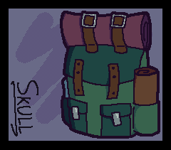 Drawing of a camping backpack